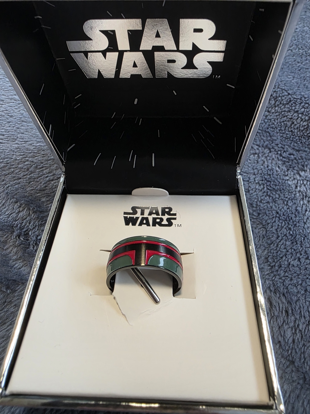 Disney Star Wars Boba Fett Helmet Ring in Green and Red